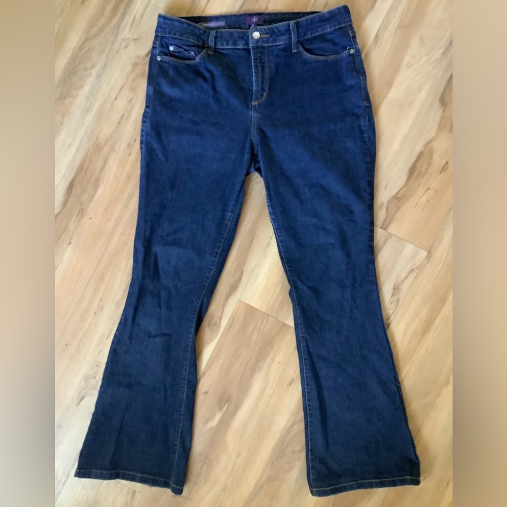 NYDJ Farrah Flare Jeans, 12, Lift Tuck, Medium Blue, Waist 34", GUC